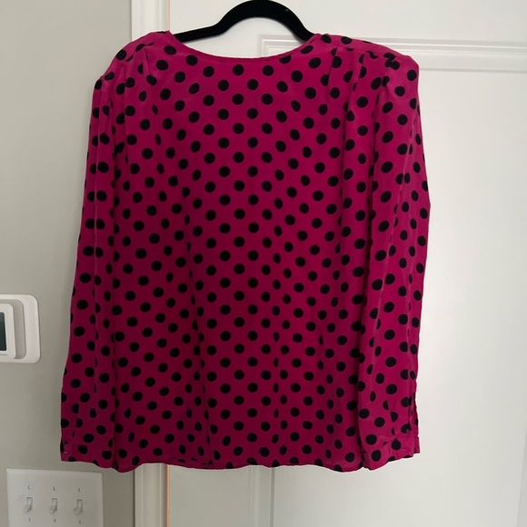 j. harper Tops - Vintage pink‎ and black polka dot long sleeve blouse